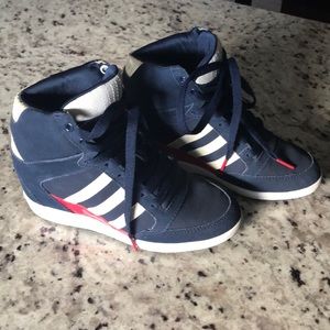 Like new adidas high top heeled tennis shoes